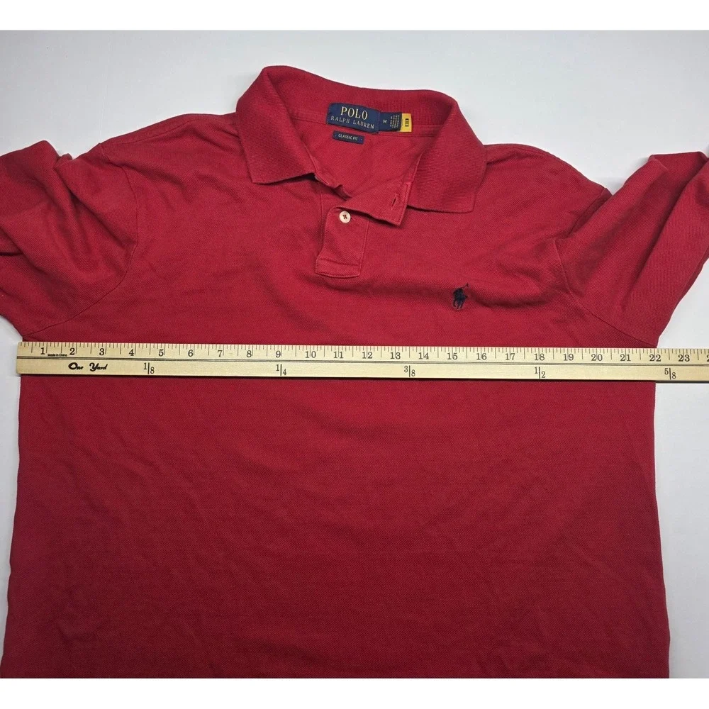 Polo Ralph‎ Lauren Mens Size M Red Long Sleeve Polo Shirt
